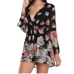 Black Floral Romper